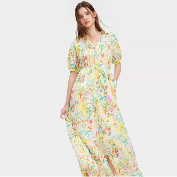 Roller Rabbit x Target - Women's Short Sleeve Maxi Dress Yellow/Green - M - Picture 3 of 5